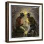 Coal Miners Tamping an Explosive Charge in a Tunnel, c.1860-null-Framed Giclee Print