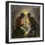 Coal Miners Tamping an Explosive Charge in a Tunnel, c.1860-null-Framed Giclee Print