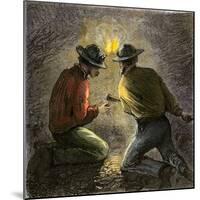 Coal Miners Tamping an Explosive Charge in a Tunnel, c.1860-null-Mounted Giclee Print