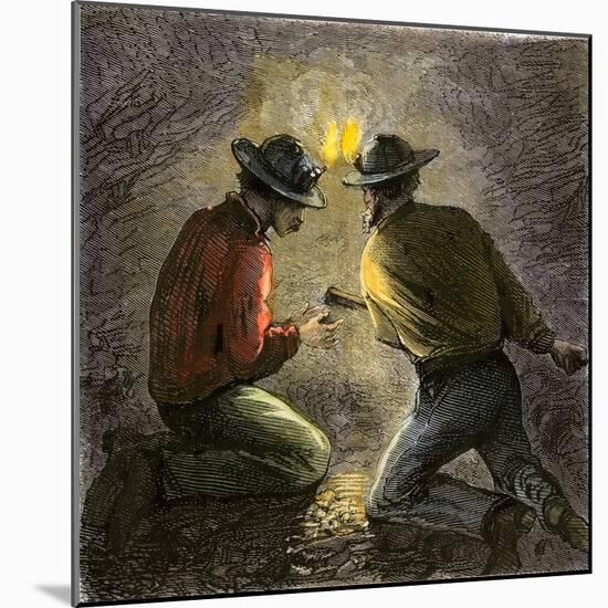 Coal Miners Tamping an Explosive Charge in a Tunnel, c.1860-null-Mounted Giclee Print