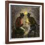 Coal Miners Tamping an Explosive Charge in a Tunnel, c.1860-null-Framed Giclee Print