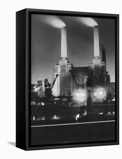 Coal Ships Unload at Battersea Power Station, July 1950-null-Framed Stretched Canvas