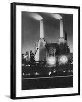 Coal Ships Unload at Battersea Power Station, July 1950-null-Framed Premium Photographic Print