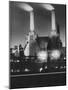 Coal Ships Unload at Battersea Power Station, July 1950-null-Mounted Photographic Print