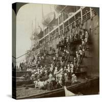 Coaling the Pacific Mail Ss 'Siberia, at the Fortified Naval Station of Nagasaki, Japan, 1904-Underwood & Underwood-Stretched Canvas