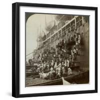 Coaling the Pacific Mail Ss 'Siberia, at the Fortified Naval Station of Nagasaki, Japan, 1904-Underwood & Underwood-Framed Photographic Print