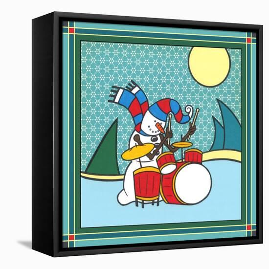 Coalman the Snowman Drums 1-Denny Driver-Framed Stretched Canvas