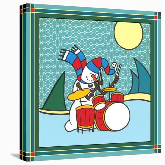 Coalman the Snowman Drums 1-Denny Driver-Stretched Canvas