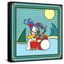 Coalman the Snowman Drums 1-Denny Driver-Framed Stretched Canvas