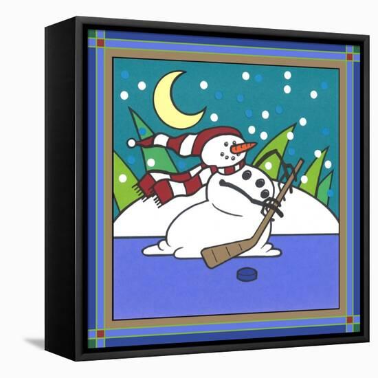 Coalman the Snowman Hockey 1-Denny Driver-Framed Stretched Canvas