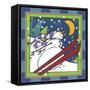 Coalman the Snowman Skiing 1-Denny Driver-Framed Stretched Canvas