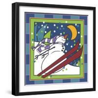 Coalman the Snowman Skiing 1-Denny Driver-Framed Giclee Print