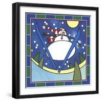 Coalman the Snowman Skiing 2-Denny Driver-Framed Premium Giclee Print