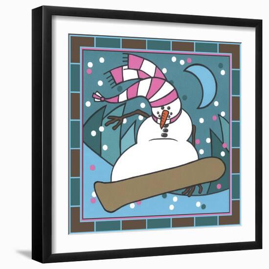 Coalman the Snowman Snowboarding 3-Denny Driver-Framed Giclee Print