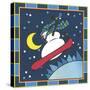 Coalman the Snowman Snowboarding 4-Denny Driver-Stretched Canvas