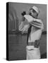 Coast Guard Patrolling Mississippi River Opposite East Saint Louis Power Plant-Alfred Eisenstaedt-Stretched Canvas