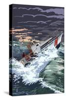 Coast Guard Rescue Boat-Lantern Press-Stretched Canvas