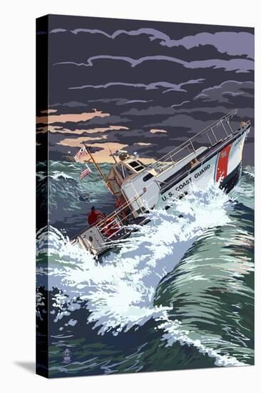 Coast Guard Rescue Boat-Lantern Press-Stretched Canvas