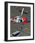 Coast Guard Rescues One from Roof Top of Home, Floodwaters from Hurricane Katrina Cover the Streets-null-Framed Photographic Print