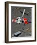 Coast Guard Rescues One from Roof Top of Home, Floodwaters from Hurricane Katrina Cover the Streets-null-Framed Photographic Print