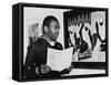 Coast Guardsman Jacob Lawrence, with His Paintings at the Institute of Modern Art in Boston in 1945-null-Framed Stretched Canvas