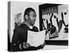 Coast Guardsman Jacob Lawrence, with His Paintings at the Institute of Modern Art in Boston in 1945-null-Stretched Canvas