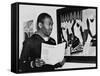 Coast Guardsman Jacob Lawrence, with His Paintings at the Institute of Modern Art in Boston in 1945-null-Framed Stretched Canvas