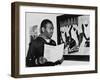 Coast Guardsman Jacob Lawrence, with His Paintings at the Institute of Modern Art in Boston in 1945-null-Framed Photo