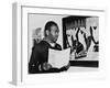 Coast Guardsman Jacob Lawrence, with His Paintings at the Institute of Modern Art in Boston in 1945-null-Framed Photo