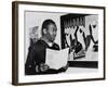 Coast Guardsman Jacob Lawrence, with His Paintings at the Institute of Modern Art in Boston in 1945-null-Framed Photo