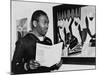 Coast Guardsman Jacob Lawrence, with His Paintings at the Institute of Modern Art in Boston in 1945-null-Mounted Photo