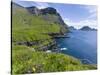 Coast Near Gasadalur. Island Vagar, Faroe Islands. Denmark-Martin Zwick-Stretched Canvas