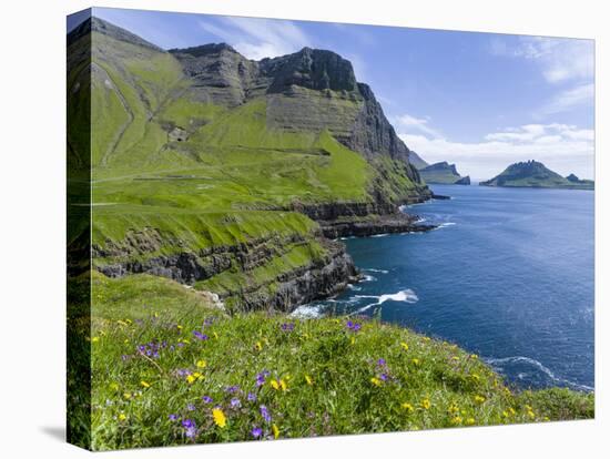 Coast Near Gasadalur. Island Vagar, Faroe Islands. Denmark-Martin Zwick-Stretched Canvas