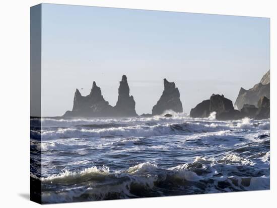 Coast Near Vik Y Myrdal, Winter. the Sea Stacks Called Reynisdrangar-Martin Zwick-Stretched Canvas