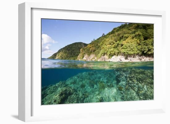 Coast of Dominica above and below Water-Reinhard Dirscherl-Framed Photographic Print