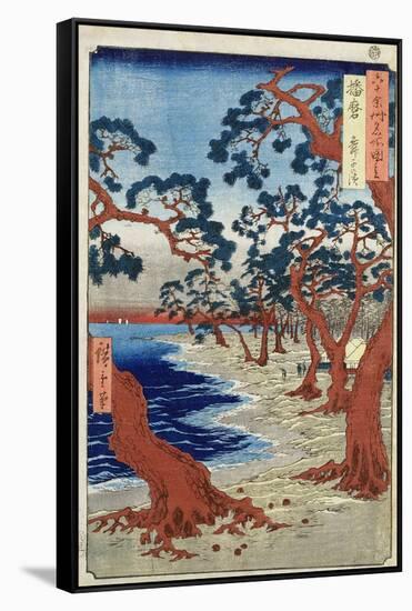 Coast of Maiko, Harima Provine-Ando Hiroshige-Framed Stretched Canvas