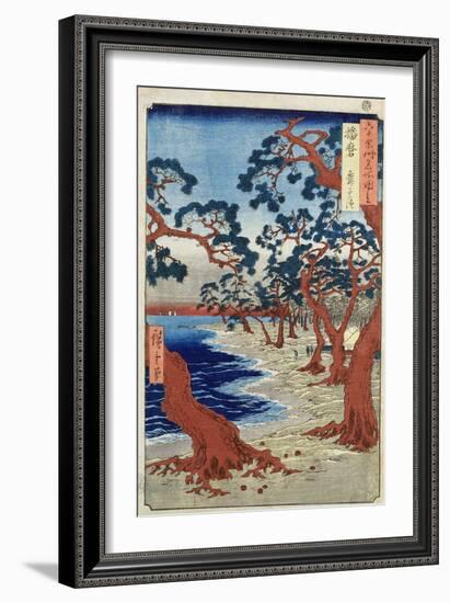 Coast of Maiko, Harima Provine-Ando Hiroshige-Framed Giclee Print