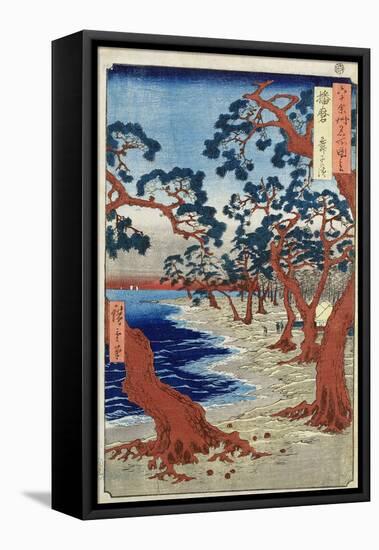 Coast of Maiko, Harima Provine-Ando Hiroshige-Framed Stretched Canvas