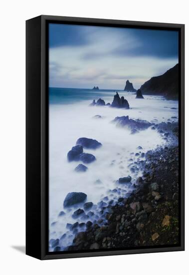 Coast on a Stormy Day, Benijo, Anaga Peninsula, North East Tenerife, Canary Islands, Spain-Relanzón-Framed Stretched Canvas