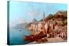 Coast Scene, Bellagio, Lake Como-W. Mommerson-Stretched Canvas