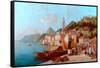 Coast Scene, Bellagio, Lake Como-W. Mommerson-Framed Stretched Canvas