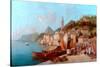 Coast Scene, Bellagio, Lake Como-W. Mommerson-Stretched Canvas