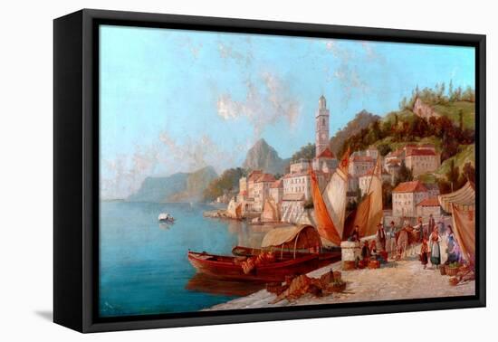 Coast Scene, Bellagio, Lake Como-W. Mommerson-Framed Stretched Canvas