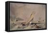 Coast Scene: Boats at the Entrance to a Harbour-George Balmer-Framed Stretched Canvas