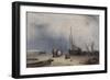 Coast Scene with Boats and Figures-null-Framed Premium Giclee Print