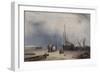 Coast Scene with Boats and Figures-null-Framed Premium Giclee Print