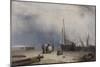 Coast Scene with Boats and Figures-null-Mounted Premium Giclee Print