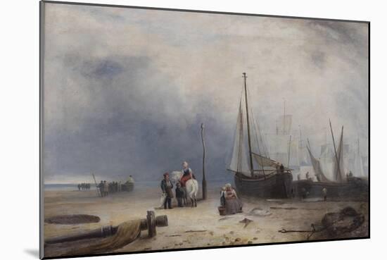 Coast Scene with Boats and Figures-null-Mounted Giclee Print