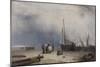 Coast Scene with Boats and Figures-null-Mounted Giclee Print