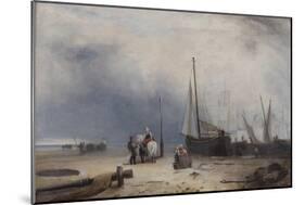 Coast Scene with Boats and Figures-null-Mounted Giclee Print